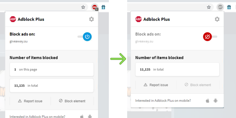How to disable AdBlock Plus on GiveAway.su